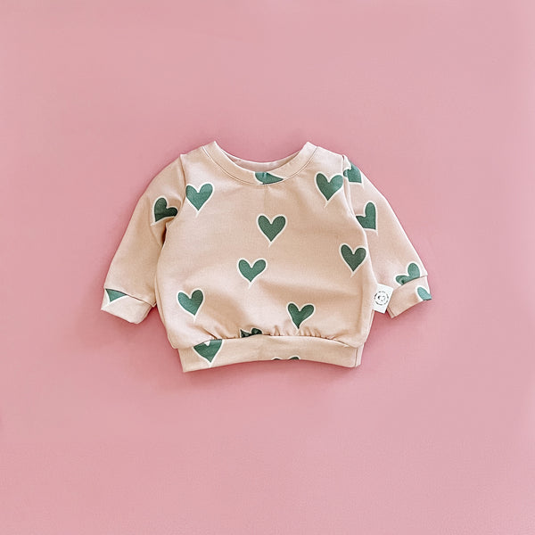 Pullover with Whimsical Hearts