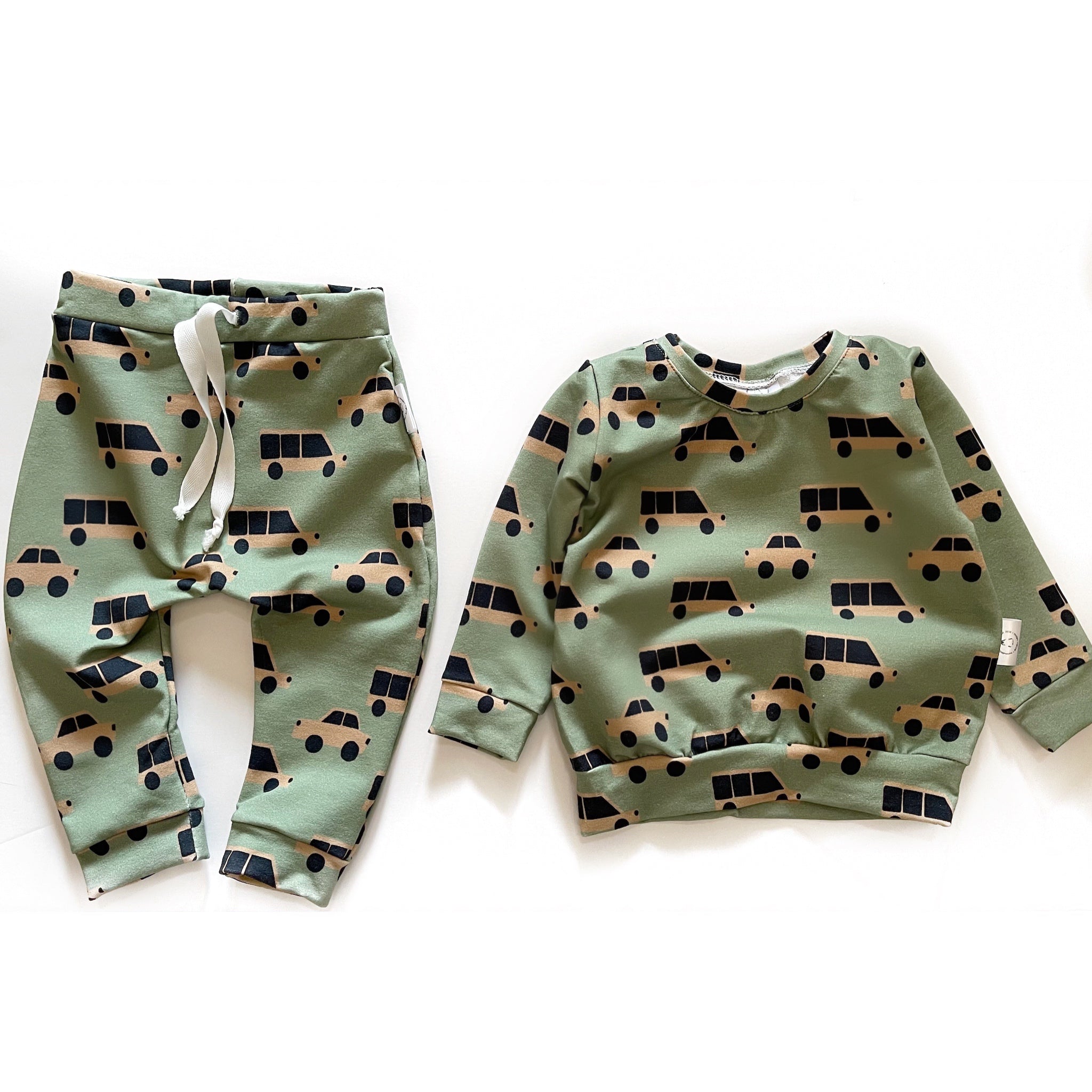 Trousers with Cars on Green